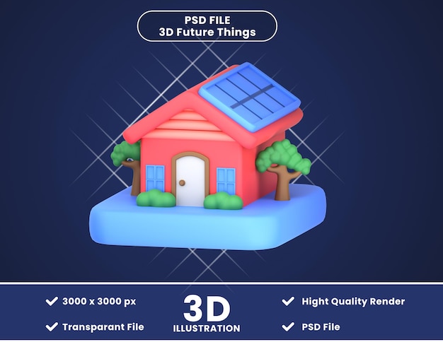 PSD 3d ikona ilustracja eko dom