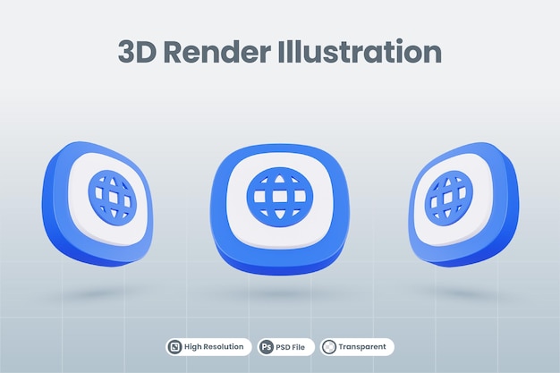 3d Ikona Ilustracja Kula Ziemska Na Białym Tle