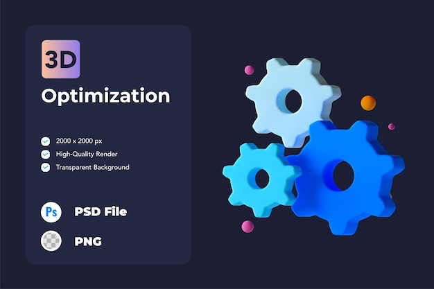 3d Ikona Ilustracja Optymalizacja Ustawienie Koło Zębate