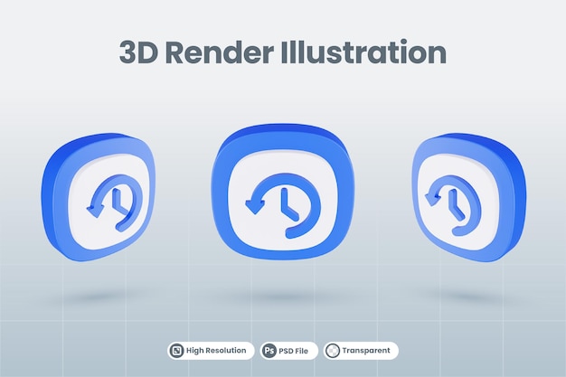 3d ikona ilustracja ponów cofnij przywracanie kopii zapasowej na białym tle