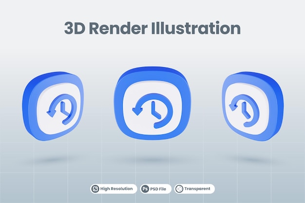 3d Ikona Ilustracja Ponów Cofnij Przywracanie Kopii Zapasowej Na Białym Tle