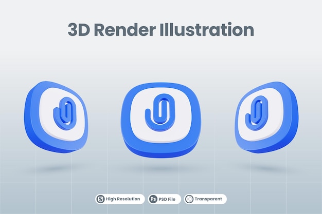 3d Ikona Ilustracja Spinacz Do Papieru Na Białym Tle