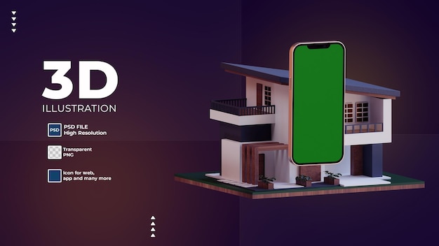 3d ikona inteligentnego domu