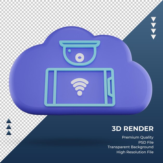 3d Ikona Internet Chmura Mobilny Znak Cctv Renderujący Widok Z Przodu