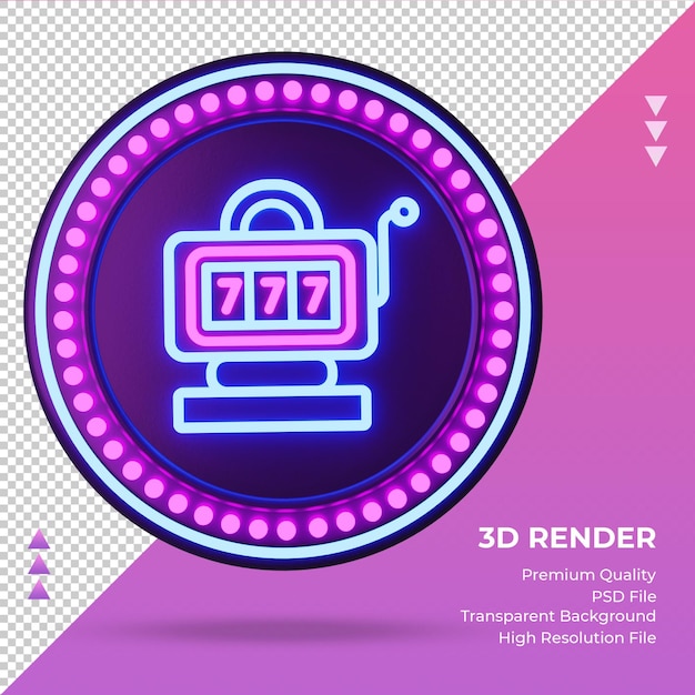 3d Ikona Kasyno Hotel Neonowy Znak Renderujący Widok Z Przodu