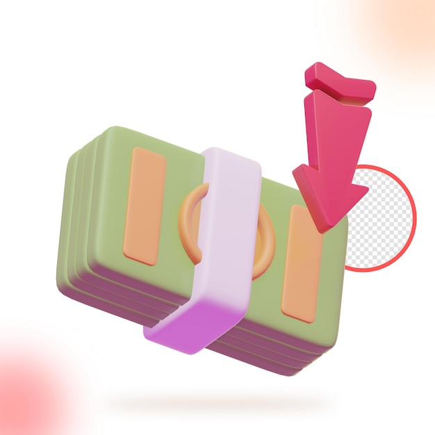 3d ikona kryzys monetarny, inflacja finansowa, ikona 3d finansowych