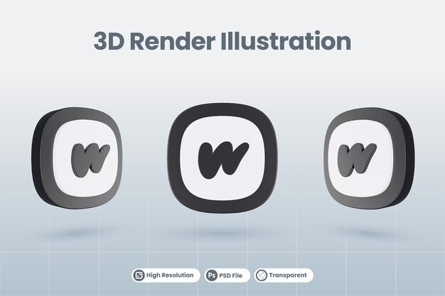 3d Ikona Logo Mediów Społecznościowych Watpad Na Białym Tle Render