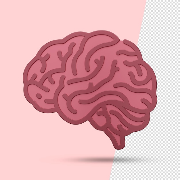 PSD 3d ikona mózgu ilustracja mózgu do kompozycji