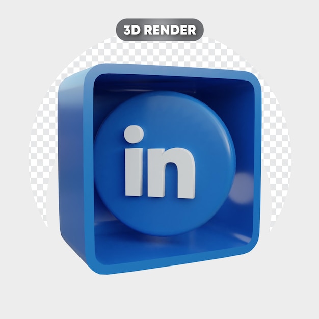 PSD 3d ikona na białym tle w polu social media linkedin