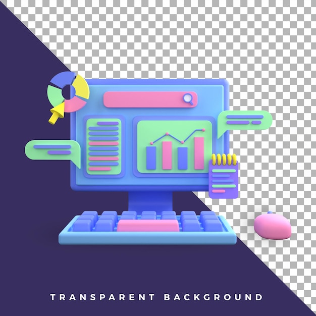 3d ikona pc ui ux biuro aplikacja ilustracja kolorowe izolowane obiekty wysokiej jakości