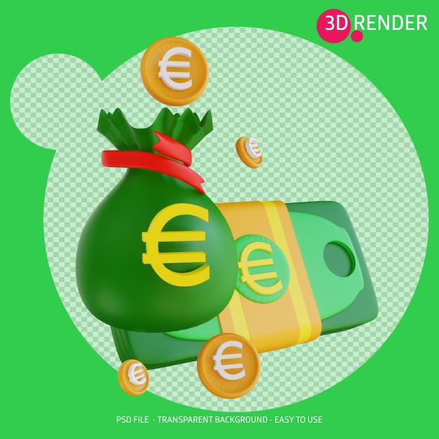 PSD 3d ikona pieniądze euro