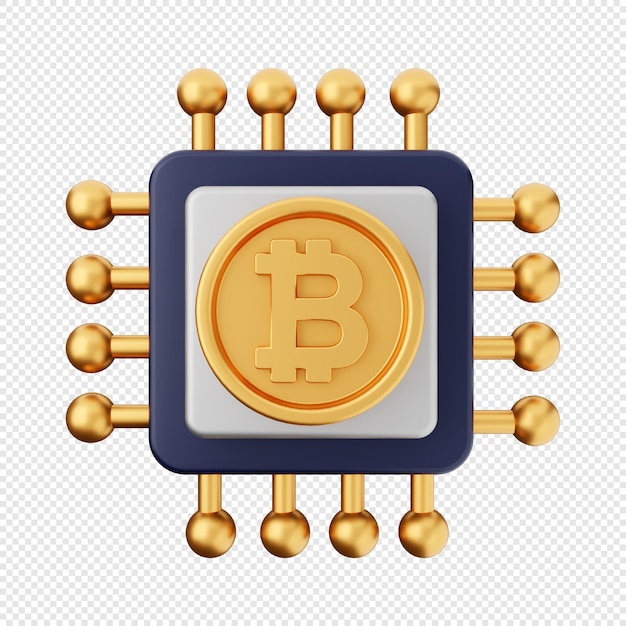 PSD 3d ikona rdzenia bitcoin ilustracja