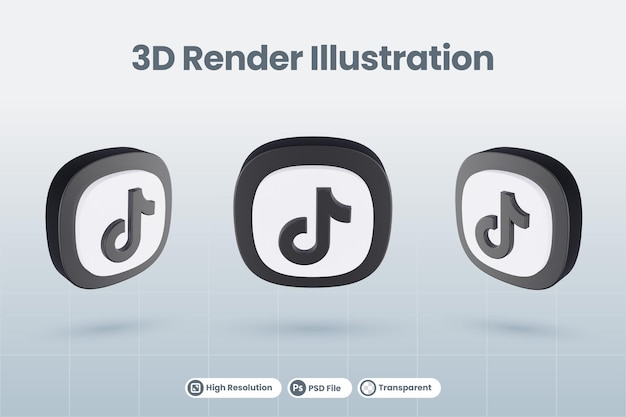 3d Ikona Tiktok Logo Mediów Społecznościowych Na Białym Tle Render