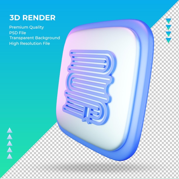 3d ikona uniwersytetu książki znak renderowania prawy widok