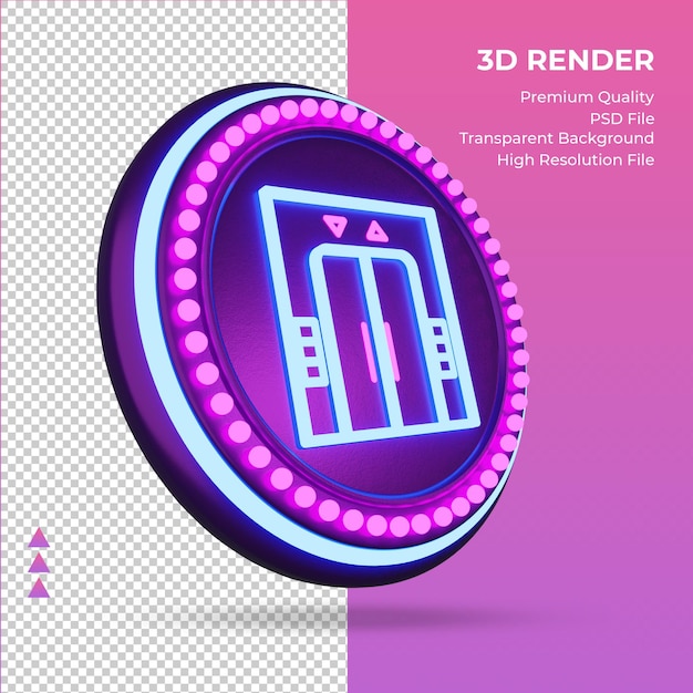 3d Ikona Winda Hotelowy Neon Renderujący Lewy Widok