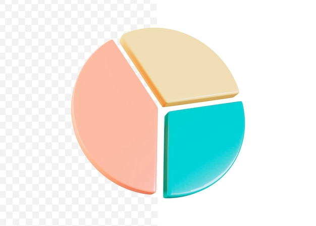 3d Ikona Wykresu Kołowego Infografika Ze Stylem Kreskówki I Pastelowymi Kolorami Na Na Białym Tle Renderowania 3d