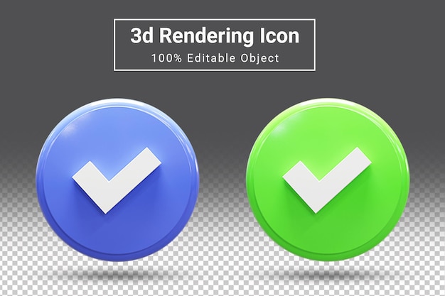 3d Ikona Znaku Wyboru Znak Zatwierdzony Ikona Renderowania Znaku