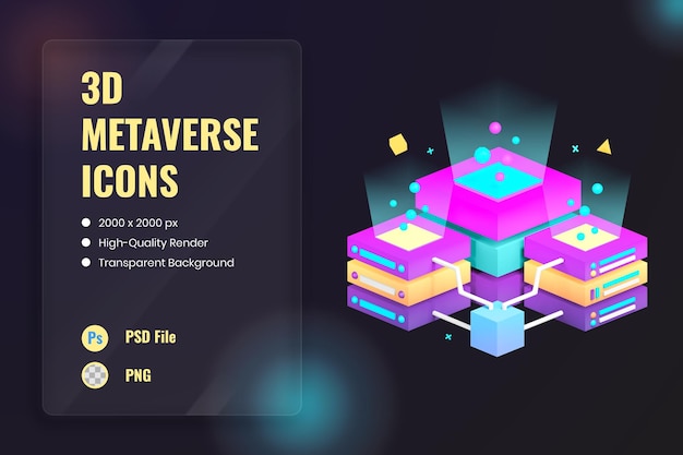3D-ikonillustration Blockchain-teknik