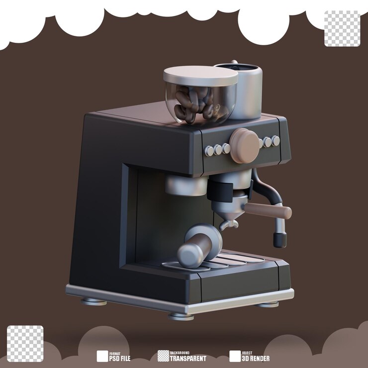 PSD 3d illuistration espresso machine 2
