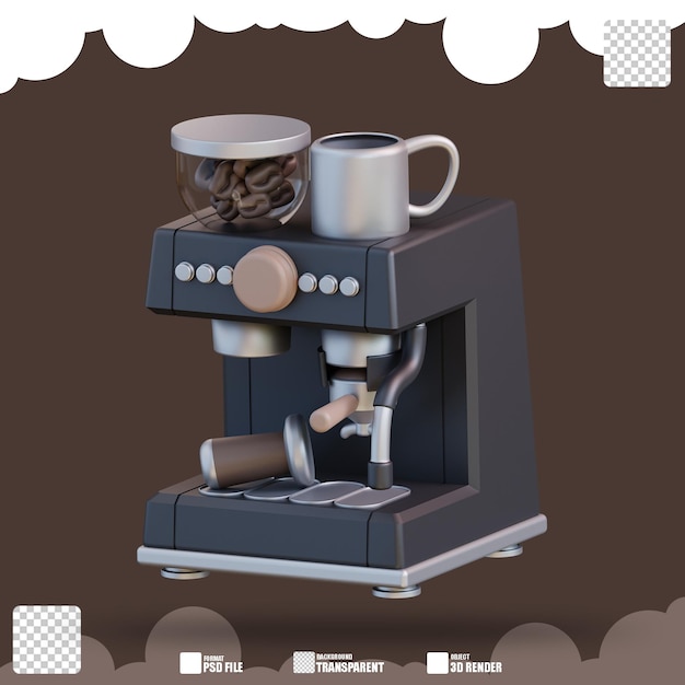 PSD 3d illuistration espresso machine