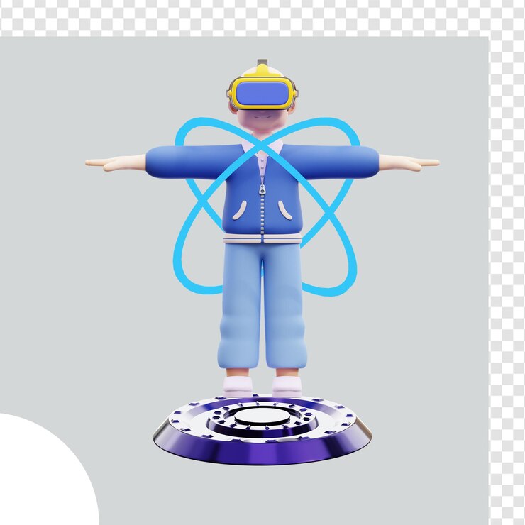 PSD 3d illustartion man using virtual reality