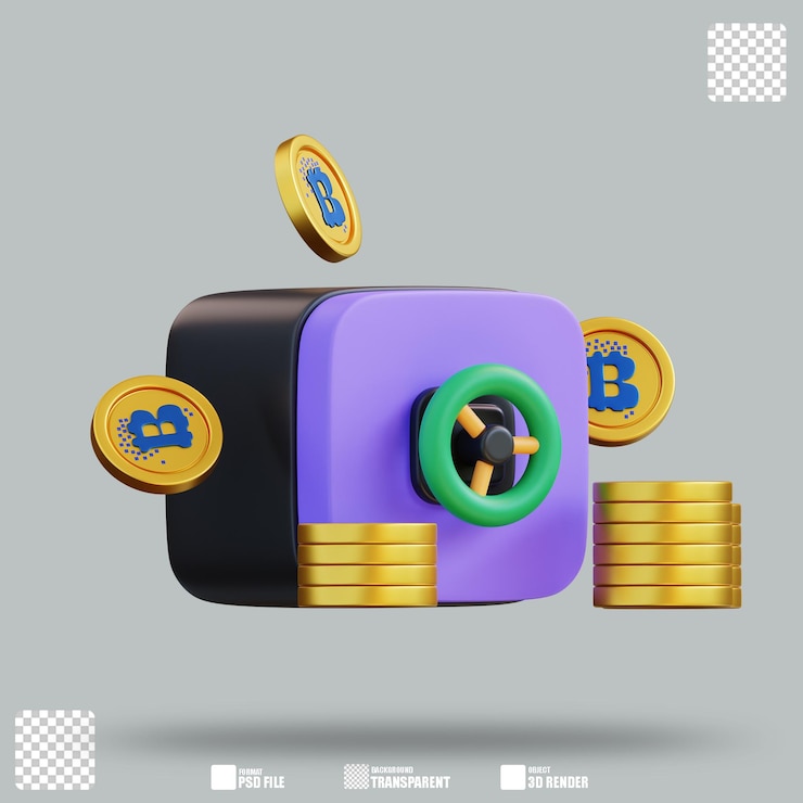 PSD 3d i̇llüstrasyon bitcoin soyunma dolabı 2
