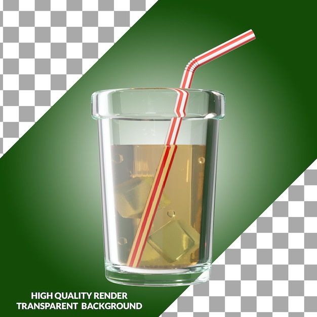 3d illustrated soft drink with a straw