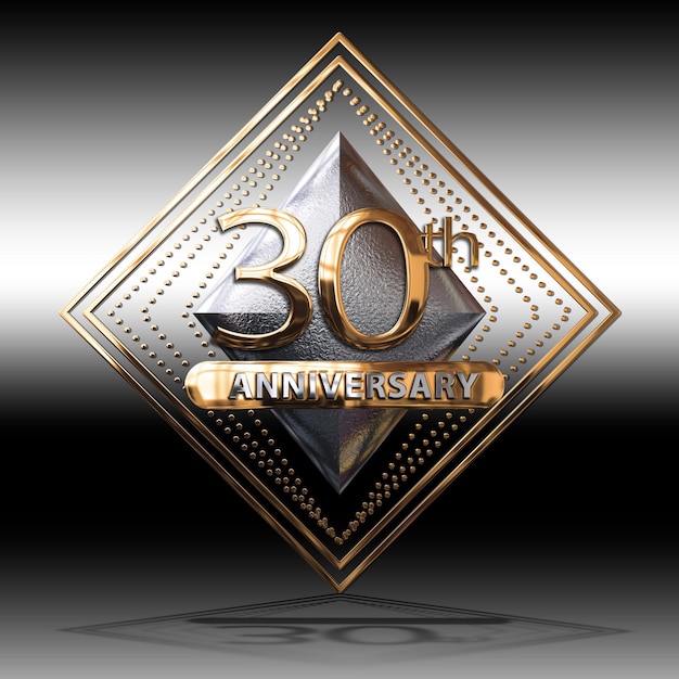 3D illustratie 30 jaar jubileum gouden symbool met zilver