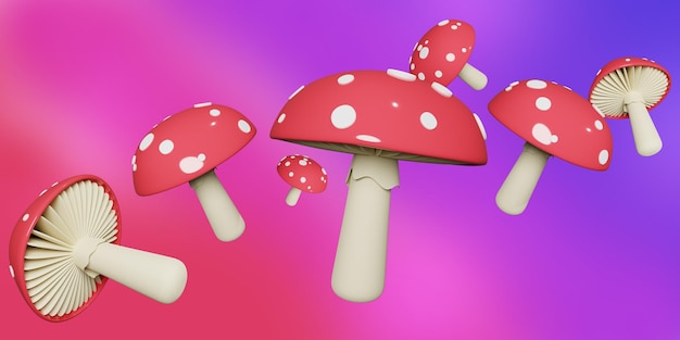 PSD 3d illustratie 3d paddestoel op achtergrond 3d-rendering paddestoelen kunst