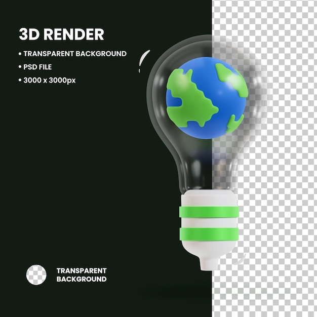 3D-illustratie Aarde Lamp object