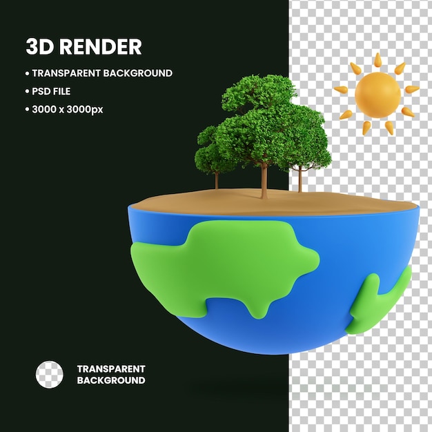 3D-illustratie Aardeboom-object