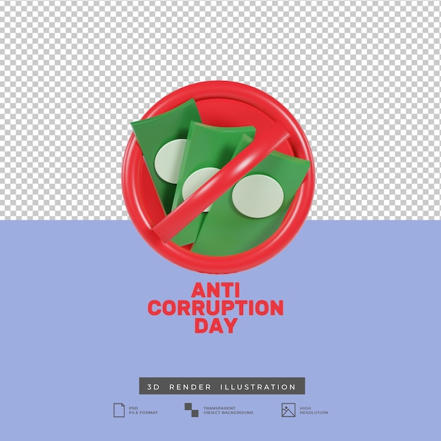 3d illustratie anti-corruptie dag