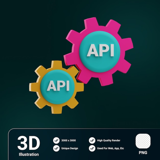 PSD 3d illustratie api webontwikkeling