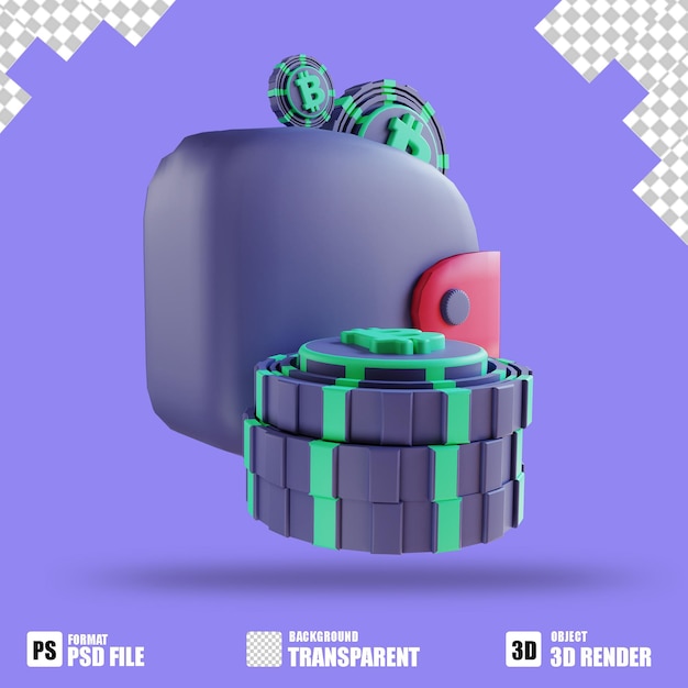 3D illustratie Bitcoin portemonnee 4 geschikt voor cryptocurrency