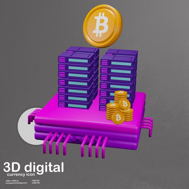 PSD 3d-illustratie blockchain big data icoon.