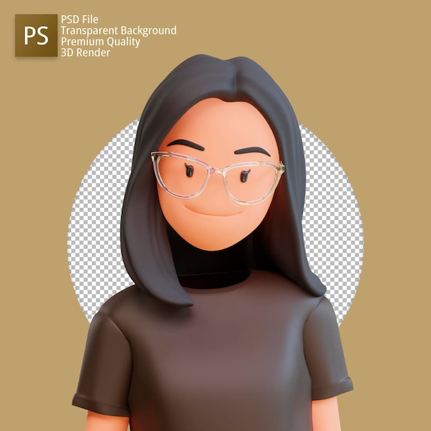 3d illustratie cartoon avatar leuke vrouw