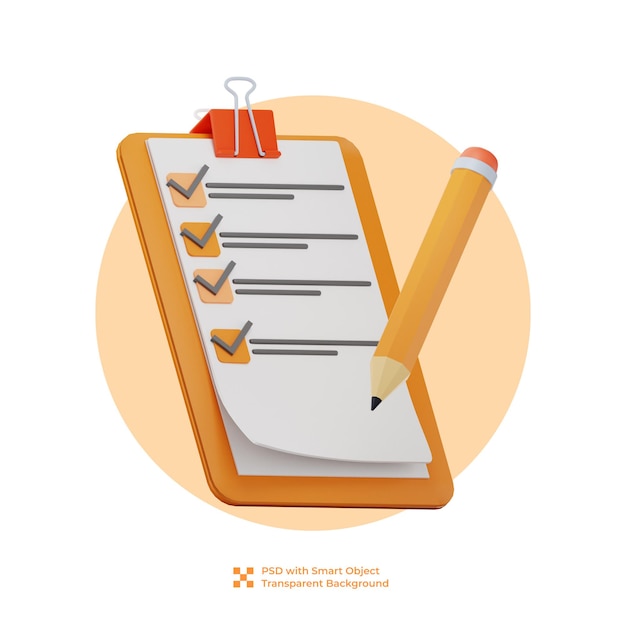 3D illustratie checklist notitie