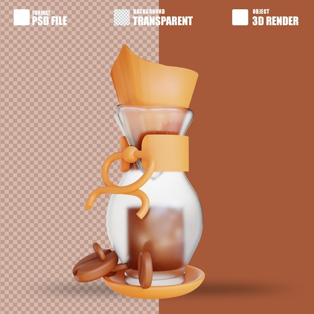 3d illustratie chemex koffie 2