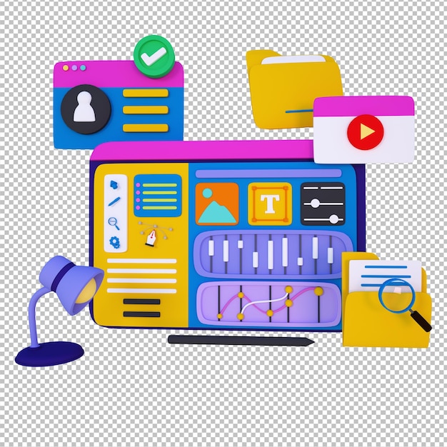 3D illustratie conceptuele kunst grafische media ontwerpsjabloon