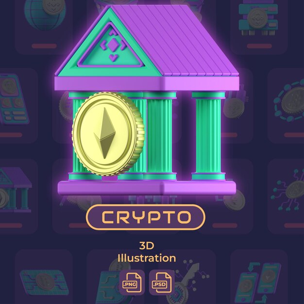 PSD 3d-illustratie crypto