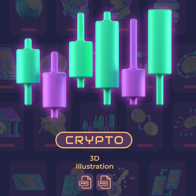 PSD 3d-illustratie crypto