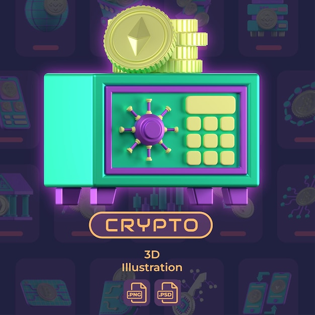 PSD 3d-illustratie crypto