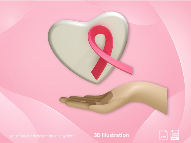 3D illustratie die wereldborstkankerdag weergeeft
