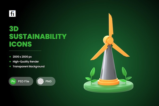 3d illustratie duurzame windturbine