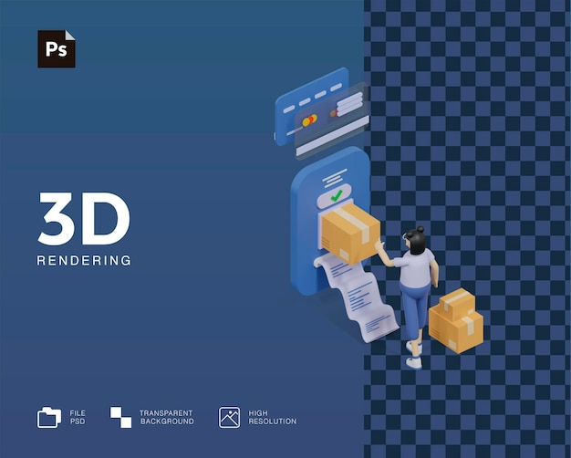 PSD 3d illustratie e-commerce winkelen