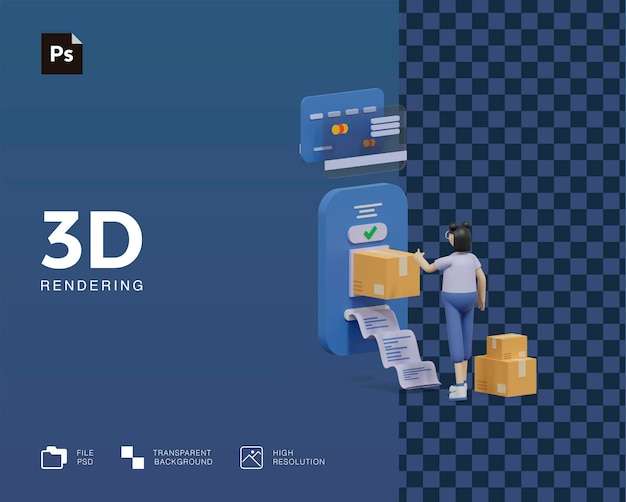 PSD 3d illustratie e-commerce winkelen