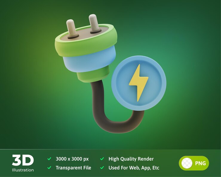 PSD 3d illustratie elektrische energie hernieuwbare energie