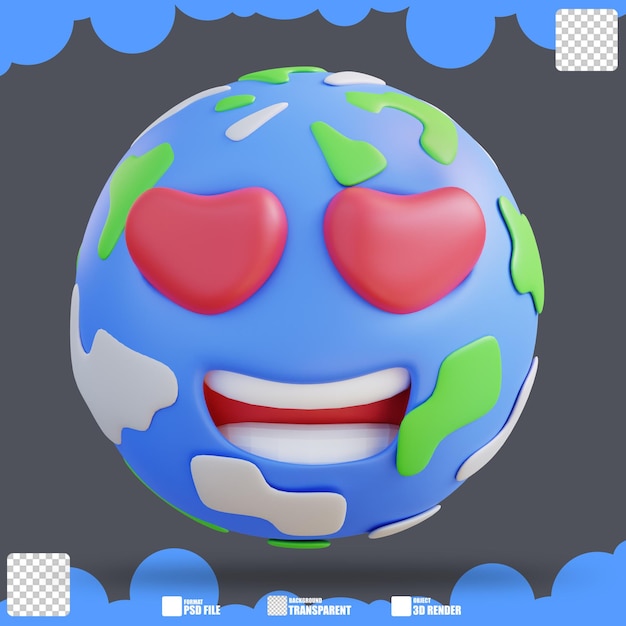 PSD 3d illustratie emoji liefde wereld 4