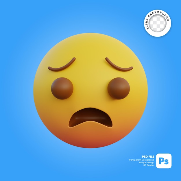 3d illustratie emoticon uitdrukking gekweld gezicht