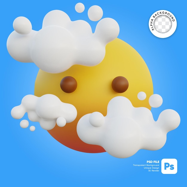 3d illustratie emoticon uitdrukking gezicht wolken